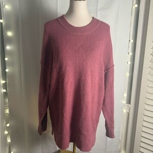Aerie Pink Crew Neck Sweater Oversized Knit